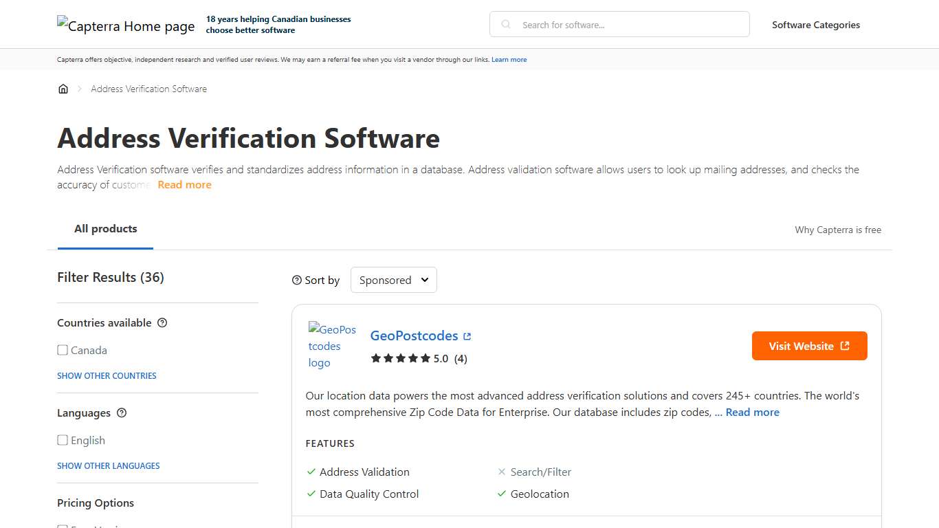 Address Verification Software - Prices & Reviews - Capterra Canada 2026